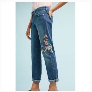 Anthropologie Pilcro embroidered floral jeans